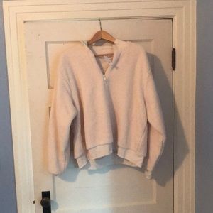 Sherpa pullover sweatshirt.